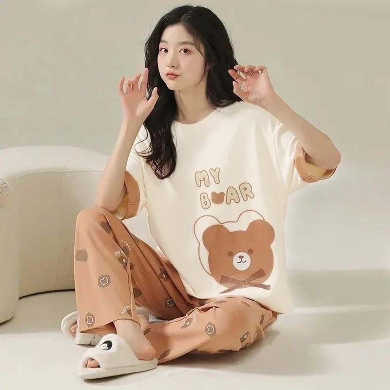 Off White My Bear Printed With Brown Bear Printed Trouser