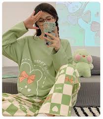 Green Happy Day Butterfly Printed Half Sleeves Shirt and Printed Trouser Night Wear