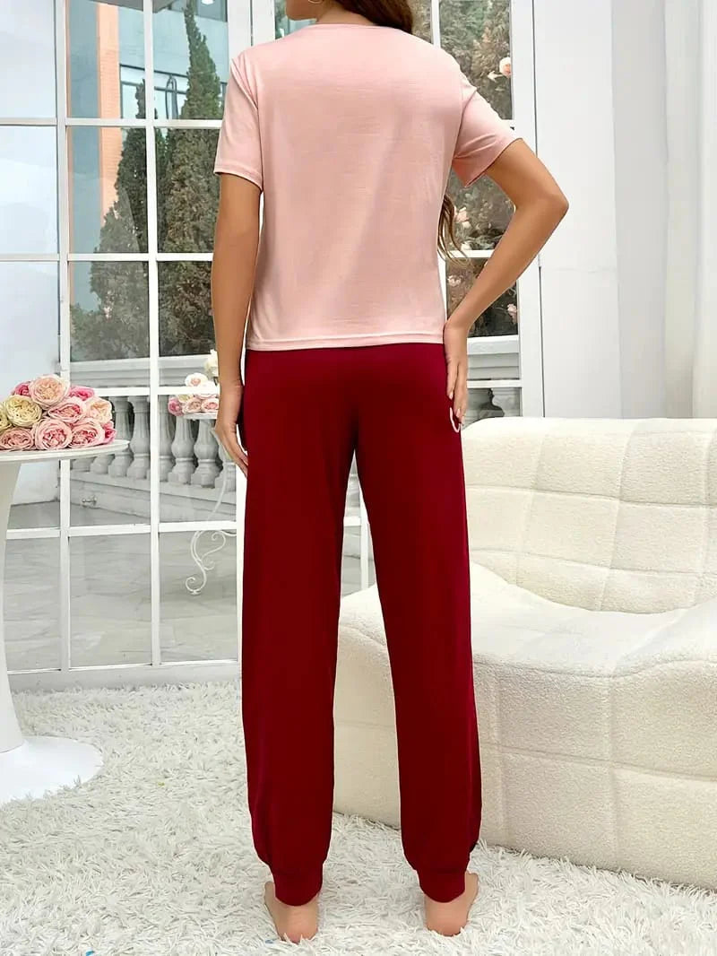 Pink Sleep Half Sleeves Night Wear