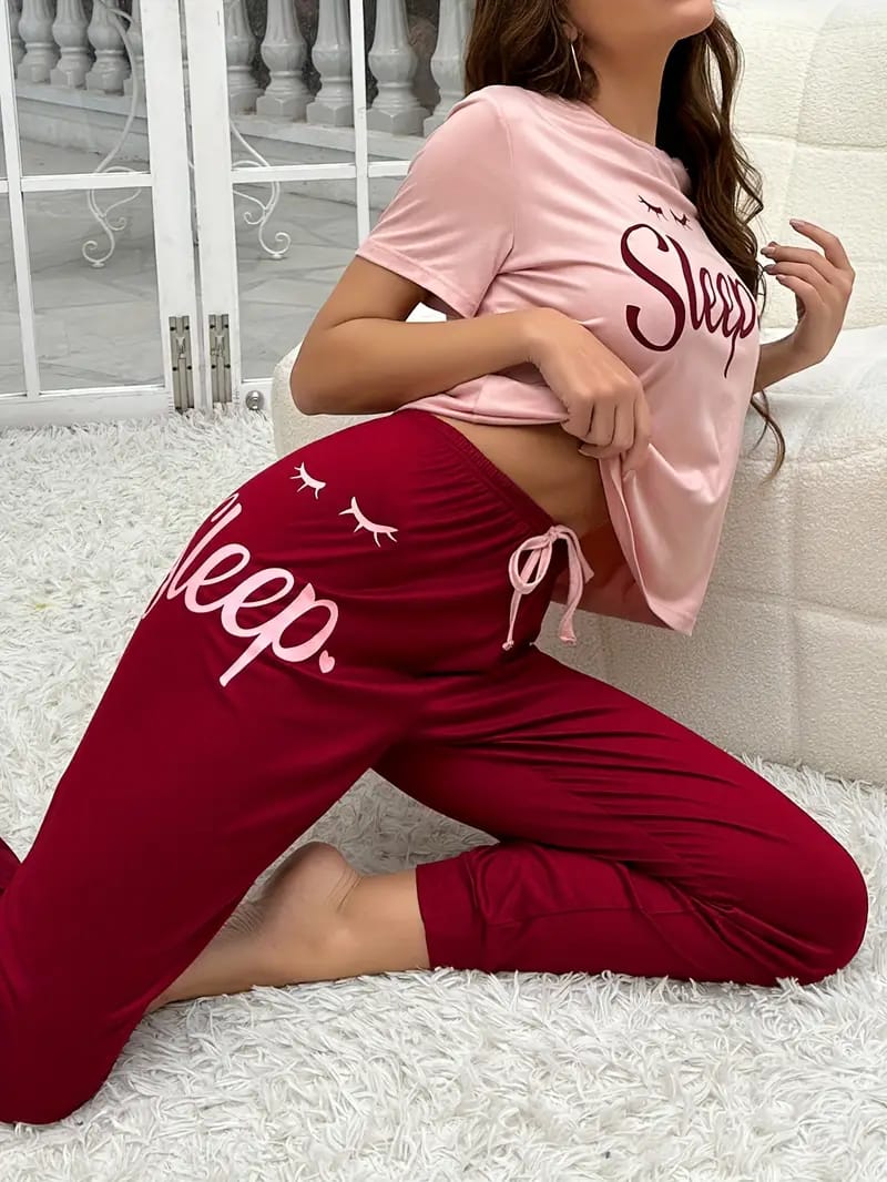 Pink Sleep Half Sleeves Night Wear