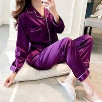 Purple Silk Night Wear