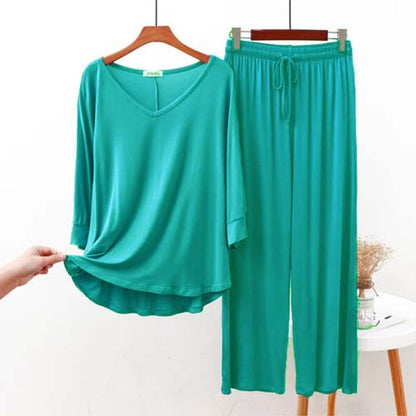 Sea Green V Neck Shirt and Sea Green Trouser Night Wear
