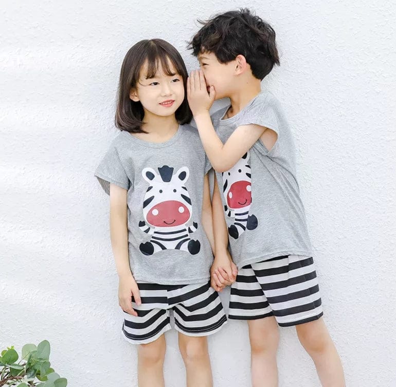 Gray Zebra Half Sleeves printed and Short