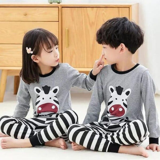 Gray Zebra Printed Nightwear