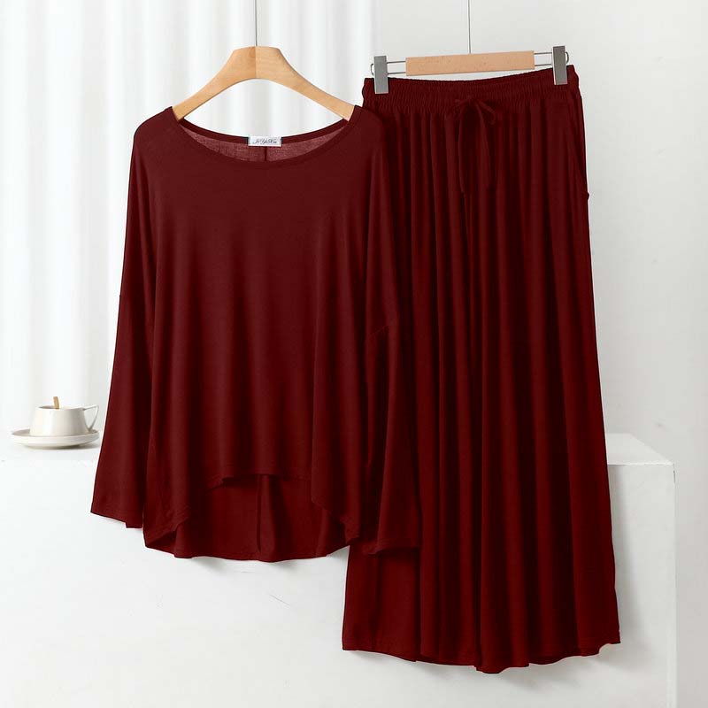 Mehroon Round Neck Shirt and Mehroon Trouser Night Wear