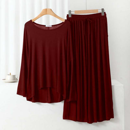 Mehroon Round Neck Shirt and Mehroon Trouser Night Wear