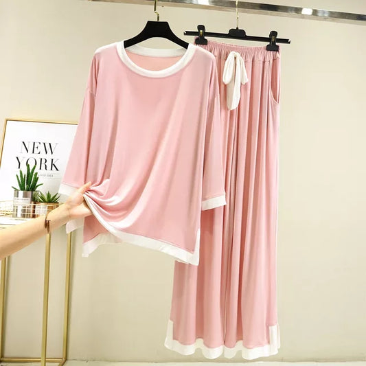 Pink Flapper With White Strips Night Wears