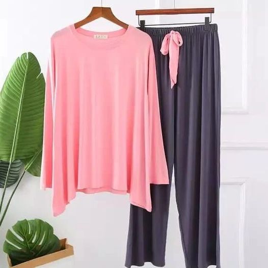 Pink Shirt and Gray Trouser Night Wear