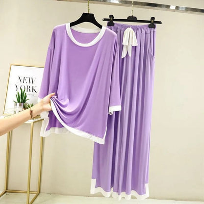 Purple Flapper With White Strips Night Wears