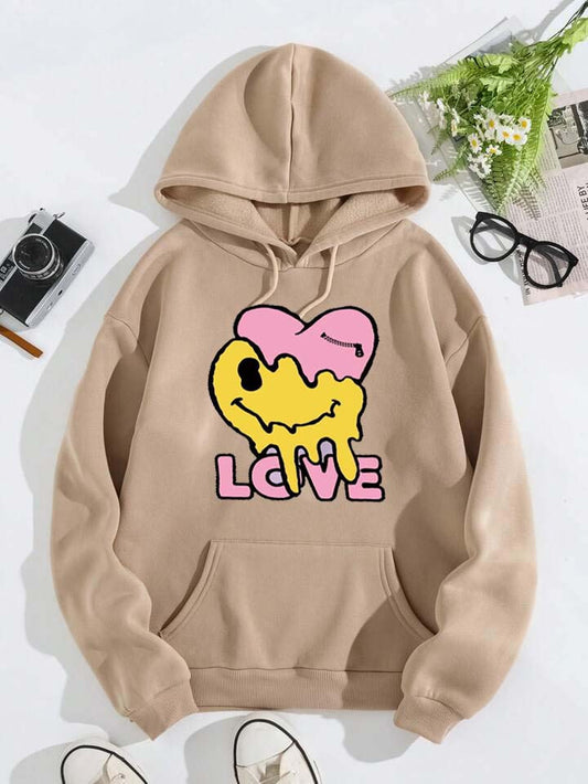 Camil Love Smile Printed Hoodie