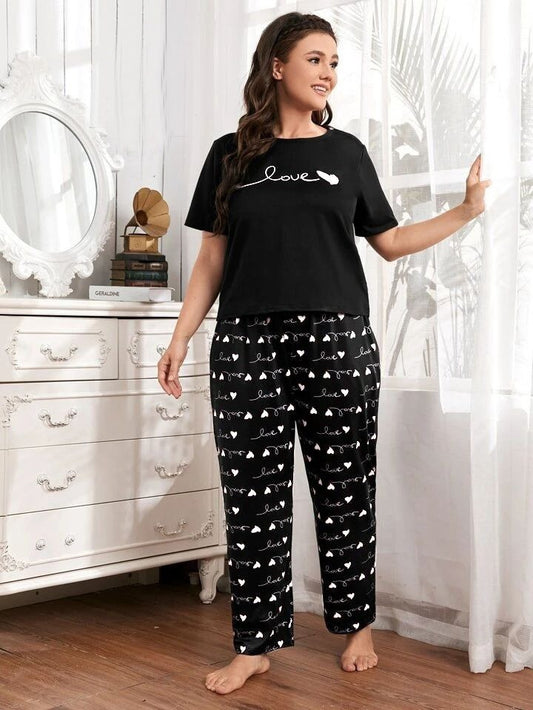 Black Shirt Love Printed half sleeves and Trouser