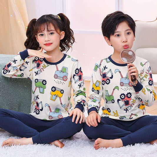White Car Printed Kids Suit