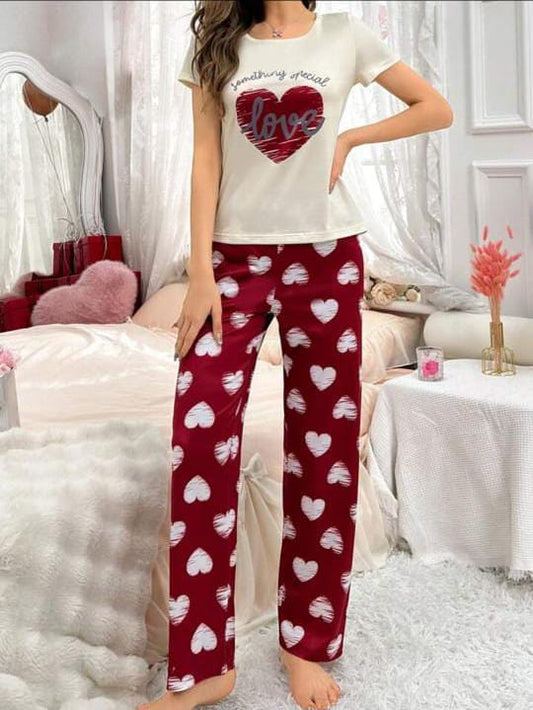 Grey Good Night Printed Half Sleeves Shirt And Printed Trouser Night Wear (Copy) (Copy)