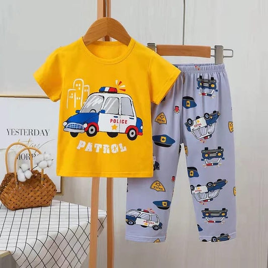 Yellow Car Printed Kids Suit