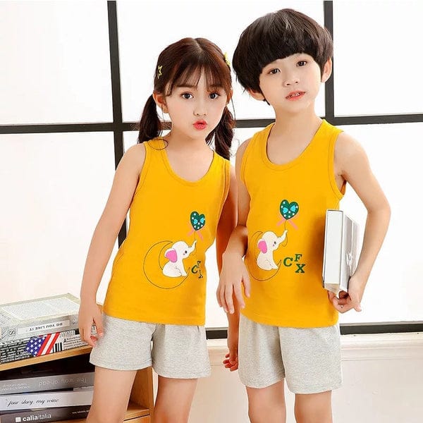 Yellow sendow Elephen Print  and Short